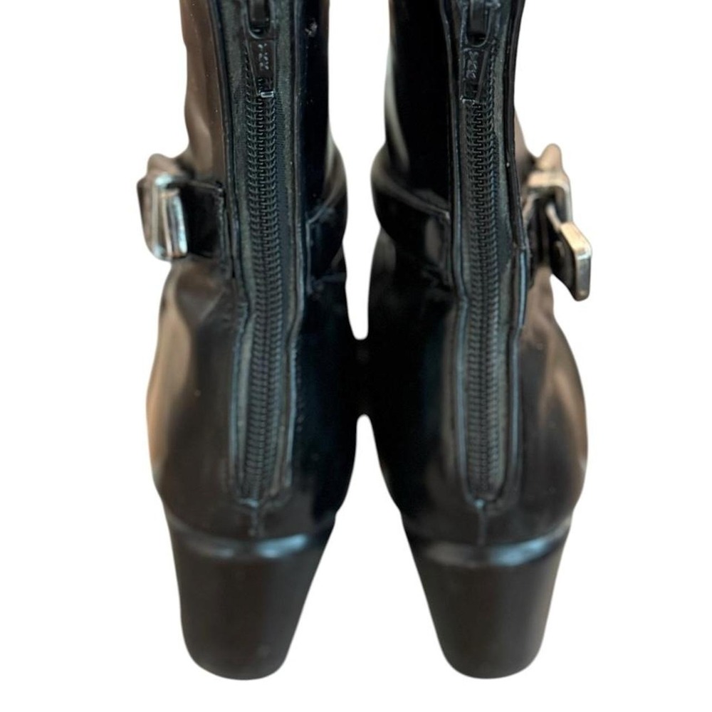 Boho western Neiman Marcus Via Spiga black leather boots silver buckle size 91/2 - Picture 5 of 6